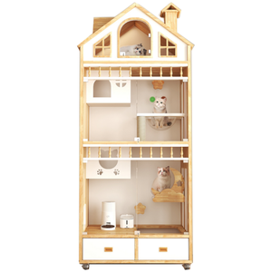 Maison de chat d'intérieur haut de gamme personnalisable Villa élégante de luxe pour animaux de compagnie Grand nid panoramique <span class=keywords><strong>Cage</strong></span> pour chat Comptoir pointu Vitrine <span class=keywords><strong>Animal</strong></span> - Product Image 1