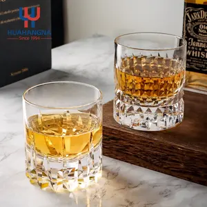 Benutzer definiertes Logo Lowball Scotch Whisky Cocktail Cup Personal isierte geätzte 9 Unzen Clear Square Whisky Rock Glas für Party Hochzeit Bar