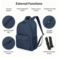 Sac à dos étudiant imperméable BSCI pour ordinateur portable, idéal pour les trajets quotidiens et les voyages, unisexe, avec poche en filet et porte-bouteille, OEM disponible