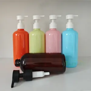 Botol sampo, wadah krim rias kecantikan kosmetik, wadah pencuci tubuh, pompa plastik, botol sampo, kemasan Dispenser 17 ons 500Ml warna-warni