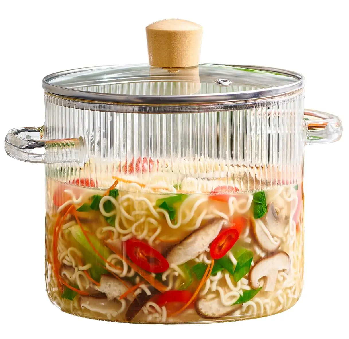 Hot sale big size transparent clear heat resistant soup glass cooking pot