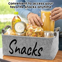 Boîte à collation en feutre épaissi Conteneurs Snack Organisateur Boîte Panier de rangement avec poignées en bois pour stocker les frites Cookies Popcorn