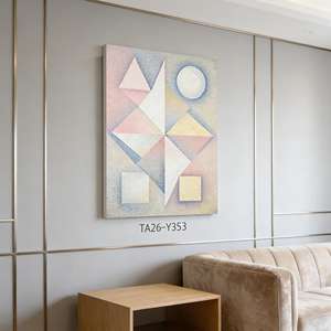<span class=keywords><strong>Peinture</strong></span> sur toile abstraite géométrique pastel, pointillisme, géométrie abstraite, décoration nordique minimaliste pour salon, chambre à coucher - Product Image 3