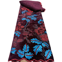 Tissu en dentelle de velours de luxe NI.AI avec paillettes, broderie de velours nigériane faite à la main, dentelle florale formelle pour mariage et fête