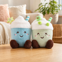 Jouets en peluche 100% polyester, poupée en forme de coupe de crème glacée brodée, jouet anti-stress pour fête d'anniversaire, tous âges