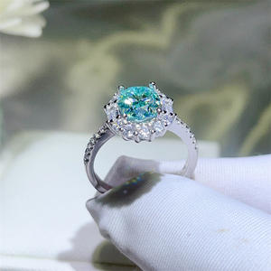 Green Moissanite Ring for Lady <strong>Diana</strong> S925 Silver Design European-American Fashion Style Colorful Stones - Product Image 6
