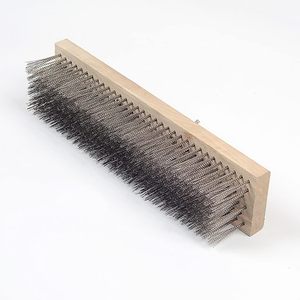 <b>Deck</b> & Floor Cleaning <b>Brush</b> with Stainless Steel Wire, Long Handle Outdoor Broom for Concrete, Wood, Stone Surfaces - Product Image 3
