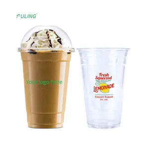 takeaway disposable 8oz 9oz 10oz 12oz 20oz 24oz 16oz branded logo custom printed clear plastic pet cups