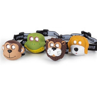 Belle enfant phare LED alimenté par batterie forme animale mignon lampe frontale lampe de poche sur la tête pour les enfants