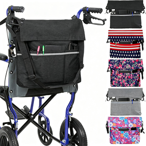 Sac de rangement universel pour fauteuil roulant et déambulateur avec sangles Velcro et fixation par boucle - Product Image 1