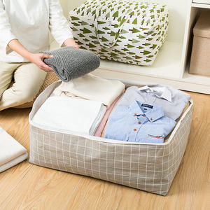 Sacs de couette en coton et lin imprimés Sacs de rangement pour couvertures et couettes avec fermetures à glissière et poignées renforcées Sacs fourre-tout pour <span class=keywords><strong>movin</strong></span> - Product Image 2