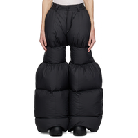 Pantalon en coton noir matelassé pour homme, coupe décontractée, mi-long, avec fermeture éclair et revers élastiqués, garnissage 90/10 duvet, style flare, collection printemps