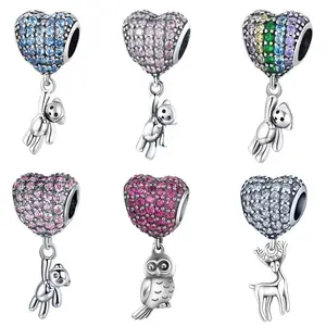 Ballon Petit Ours avec perles de charme en cristal bracelets de perles personnalisés Hibou Petit Cerf Diy Bracelet Collier Pendentif Perles