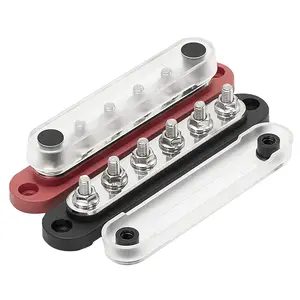 150A 7 Stud Stainless Steel Black/ Red DC Power Distribution Block Electrical Heavy Duty DC Marine Bus Bar Boat Busbar Box