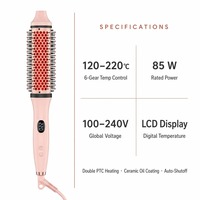 Brosse chauffante pour boucler les cheveux, pour les voyages, le salon et la maison, 38 mm, brosse ronde chauffante, boucleur de cheveux, 6 réglages de température, 220 ° Chauffage rapide pour femmes