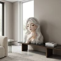 Sculpture de buste de femme élégante en fibre de verre, art moderne, statue de personnage féminin pour spa, salon, boutique, hall d'hôtel