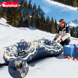 Tubo de nieve inflable Samebust con forma de ocho doble, de PVC de 0.6 mm, juguete de invierno para deslizarse por la nieve para adultos y niños, para actividades al aire libre. - Product Image 2