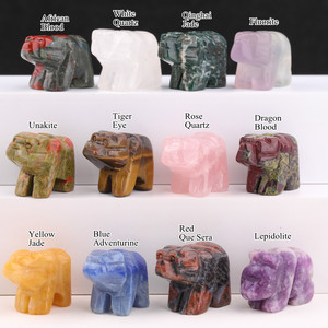 Mini <span class=keywords><strong>Figurine</strong></span> de sculpture d'ours en cristal, Quartz de guérison, œil de tigre sculpté, animaux, cadeaux de décoration - Product Image 2