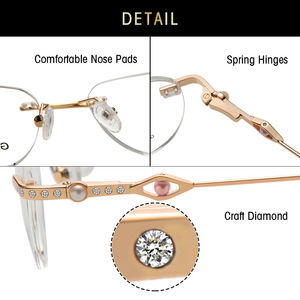 Monture de lunettes en métal sans monture Grey Jack, design minimaliste, visage ovale, unisexe SF9016 - Product Image 5