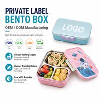 Boîte à lunch scolaire pour enfants avec logo personnalisé, 3 compartiments, plateau amovible en acier inoxydable 304, sans BPA, fermetures robustes