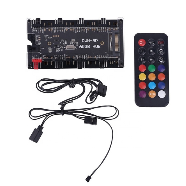 PWM FAN+ARGB LED 2in1 Sync HUB Controller 1 to 8 Multi Way Splitter 5V 3PIN RGB Cooler Fan Adapter