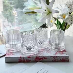 Juego de Vasos de Vidrio, 4 Piezas, Patrón en Relieve Mixto, Vasos Giratorios, Juego de Regalo para Whisky, Agua y Uso Diario, Juego de Regalo de Lujo - Product Image 4