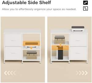 Armoire à dossiers latérale en tissu à 2 tiroirs avec roulettes, support d'imprimante roulant avec étagère de rangement ouverte pour le bureau à domicile - Product Image 4