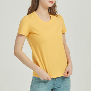 Mujeres transpirable algodón poliéster liso personalizado manga corta en blanco niñas camisetas cómodas suaves Casual señora Tops - Product Image 2