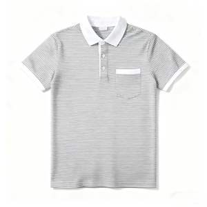 2026 नए डिजाइन लघु आस्तीन पोलो टी शर्ट नीचे कॉलर पुरुषों की धारीदार पुरुषों की गोल्फ लैपल पोलो शर्ट - Product Image 4