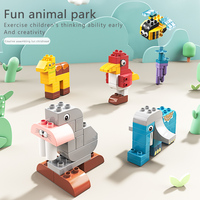 Jouet de construction en briques de grande taille pour animaux de la jungle, modèle d'accessoire, 6 en 1, blocs de construction en plastique mignons pour animaux avec 126 pièces, plus de 20 formes
