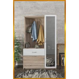 Perchero de lujo Reina Deluxe Chic con perchero blanco Sonomo y organizador de zapatos, incluye espejo - Product Image 4