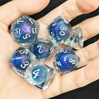 Set Dadu DND Resin Cair Berinti Cairan Gradasi Polihedral Terbaru untuk Hadiah RPG