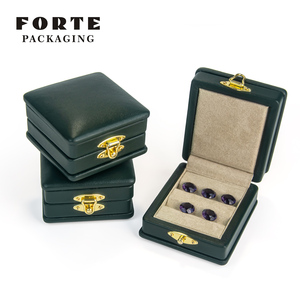 กล่องใส่เครื่องประดับเพชรพลอยหนังแท้สีเขียวหุ้มหนัง PU ยี่ห้อ FORTE - Product Image 2