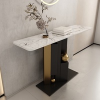 Console d'entrée de luxe léger, style minimaliste moderne Wabi-Sabi, en métal et ardoise SP-025, pour hôtel et appartement, installation amovible