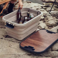 Panier de pique-nique pliable multifonctionnel en plastique et fer avec poignée de table, design moderne pour mobilier d'extérieur