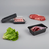 Boîte en plastique personnalisée jetable pour l'emballage de viande de bœuf, de saucisses, de poisson frais, en forme de coquille