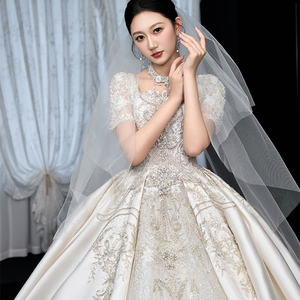 Vendita diretta in fabbrica di perline <span class=keywords><strong>per</strong></span> unghie in raso abito da sposa in raso avorio abito da sposa abito da sposa - Product Image 2