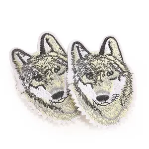 Animal Embroidery Clothing Backpack Shoe Accessories Back Glue Exquisite Wolf Head Cloth Stickers