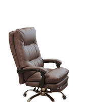 Chaise de bureau exécutive ergonomique moderne en cuir PU, hauteur réglable, repose-pieds, soutien lombaire, base en nylon, pivotante, pour bureau à domicile