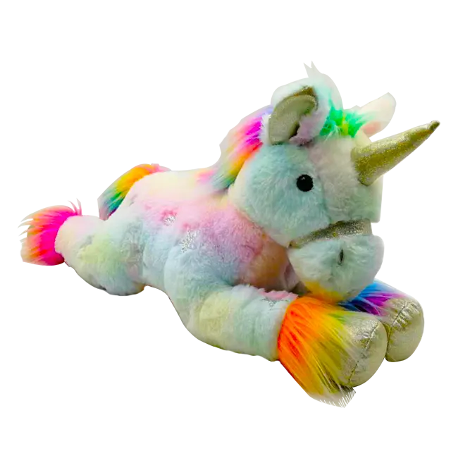 wholesale custom 14.5 inch cute soft laydown unicorn LED light music/sound chip plush toy
