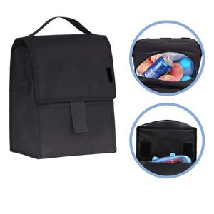 Insulated Lunch Bag Black Non-Woven Fabric Handle Hook Loop Closure Food Storage Cooler Bag - Product Image 4