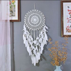 Décoration murale <span class=keywords><strong>moderne</strong></span> en macramé Boho avec pompons en plumes tissées et attrape-rêves Cadeau chic pour <span class=keywords><strong>chambre</strong></span> d'enfant pour adolescentes - Product Image 3