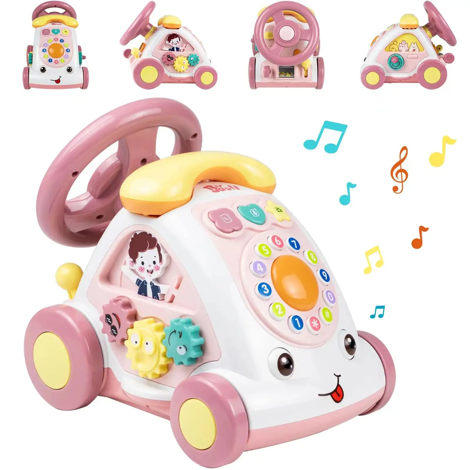 Baoli 2003 Steering wheel Toys Electric Universal Telephone Car Lighting Music Toy 3 In 1 Infant Kids Wholesale Baby Walkers