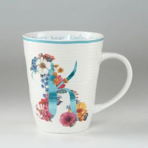 Tazas de porcelana de cerámica a rayas con relieve, tazas de gran capacidad con letras en inglés, regalos de promoción - Product Image 1