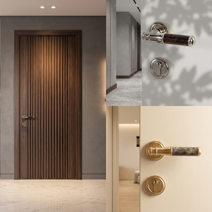 Manija de Puerta de Latón Moderna de Lujo Serie <span class=keywords><strong>Casina</strong></span> con Cerradura Silenciosa - Para Hoteles, Apartamentos y Decoración Interior de Villas Instalación Fácil. - Product Image 3