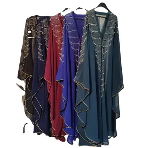 Novo Design Europeu Vestido Dos Muçulmanos Abayas Dubai Abaya Atacado Mangas Morcegos Solta Projeto Abaya