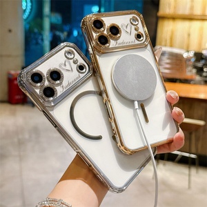 New Transparent Heart Magnetic Electroplated <b>Large</b> Window Phone Case for iPhone 17 Air 16 15 14 13 Pro Max Plus - Product Image 2