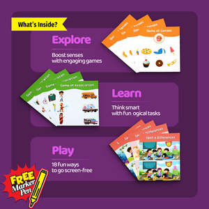 Tarjetas Educativas PreK Stepping Stones para Niños, 60 Tarjetas de Papel, 18 Juegos Divertidos de Aprendizaje, Marcador Gratis, Toysaga - Product Image 2