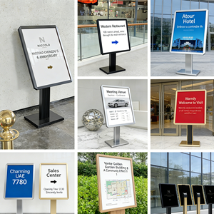 Support publicitaire autoportant en métal avec base imitation bois pour signalétique promotionnelle - Product Image 3