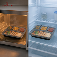 Boîte alimentaire jetable TeGuan en PP de qualité alimentaire haute capacité avec couvercle, 2/3/4 compartiments, compatible micro-ondes, 500/1000 ml, pour plats à emporter